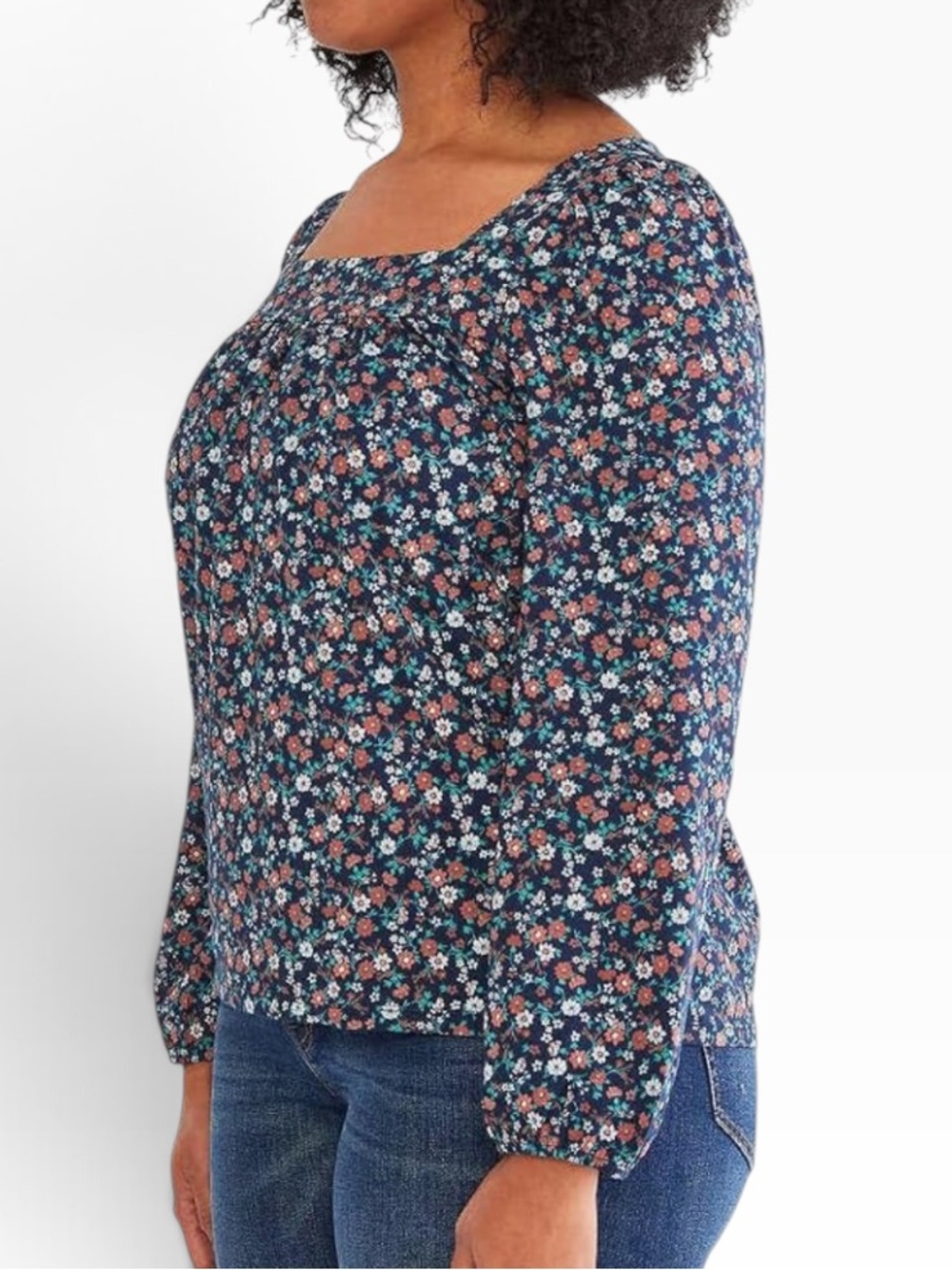 Lucky Brand Floral Blouse NWOT | Medium • Square Neck • Long Sleeve Boho Top - Picture 2 of 3